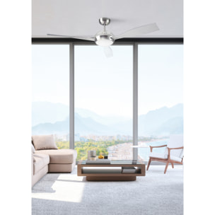 FORLIGHT Ventilador IP20 Sirocco LED 16W 3000K Níquel satinado Transparente 1027lm