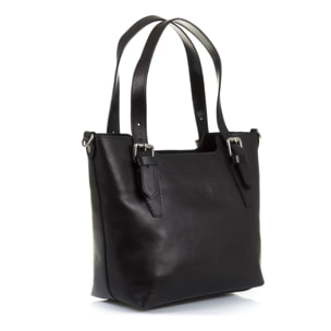 FIRENZE ARTEGIANI Borsa Tote da Donna Arezzo. Vera Pelle Tamponato Made in Italy 37x10x25 Cm. Colore nero