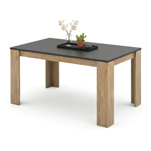 Mesa de comedor Naya en roble canadian y grafito 140X80 cm Roble Canadian - Grafito