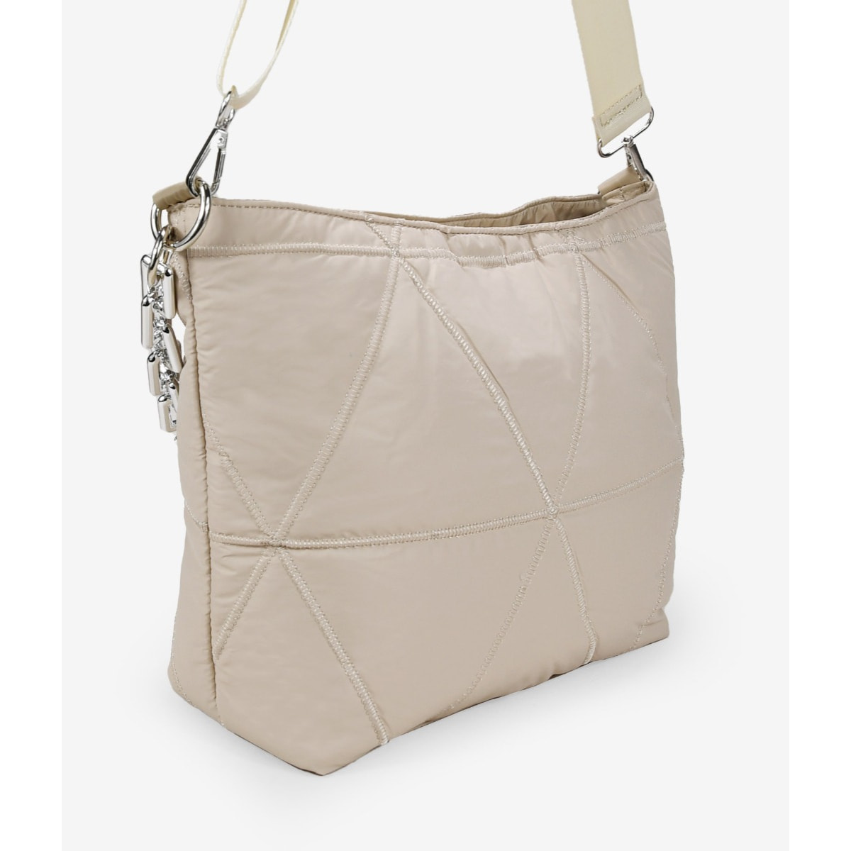 Bolso bandolera beige con acolchado