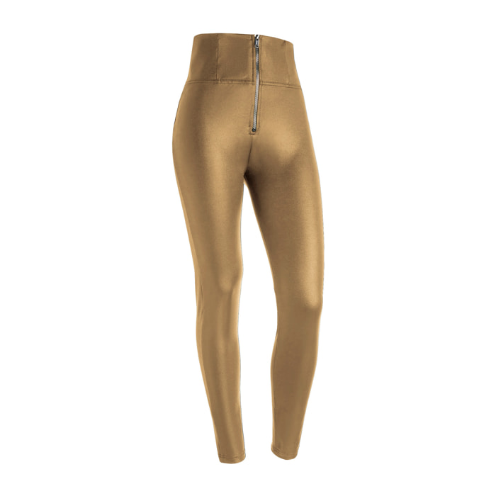 Pantaloni push up WR.UP® vita altissima tessuto coated lucido