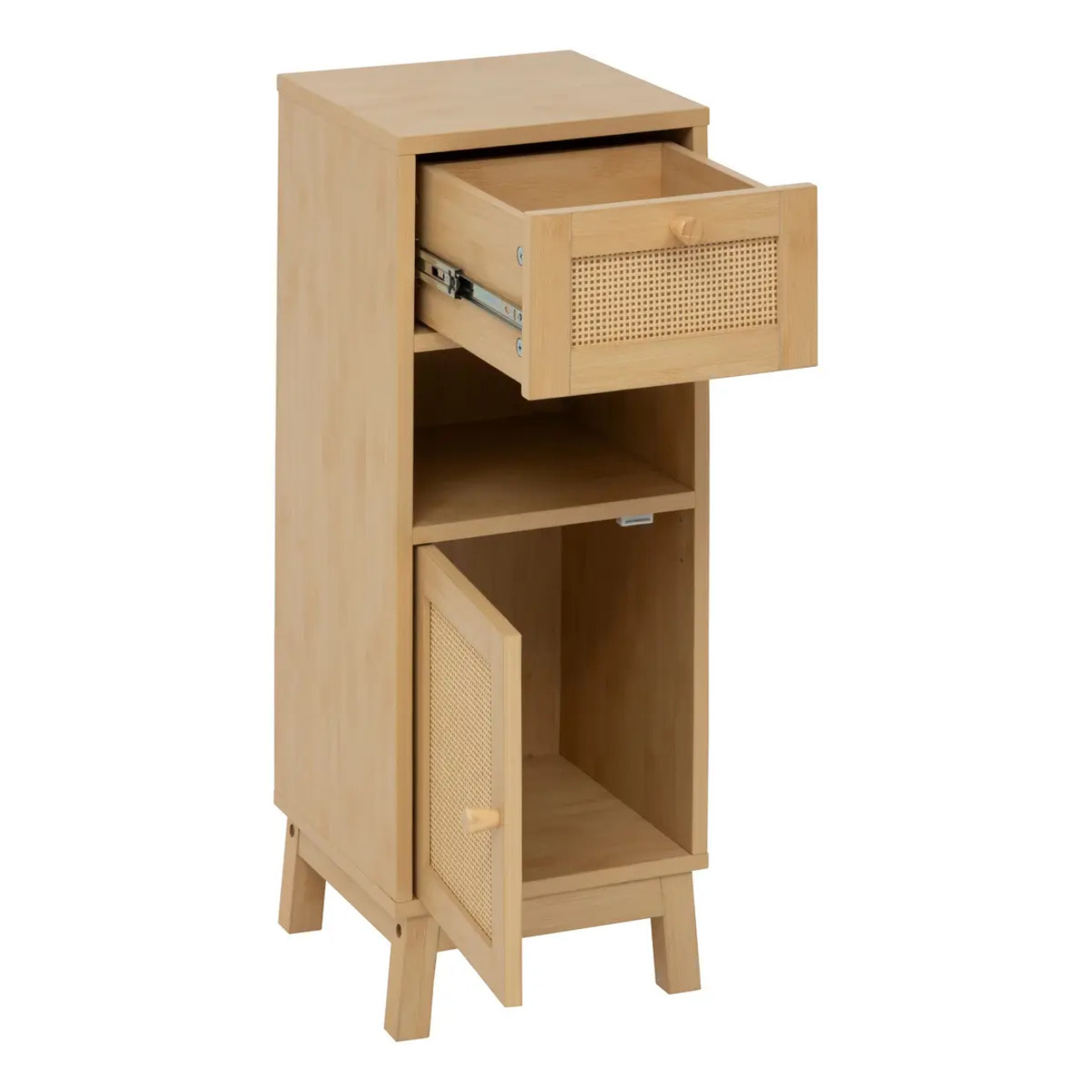 Meuble bas 1 porte 1 niveau Cane marron
