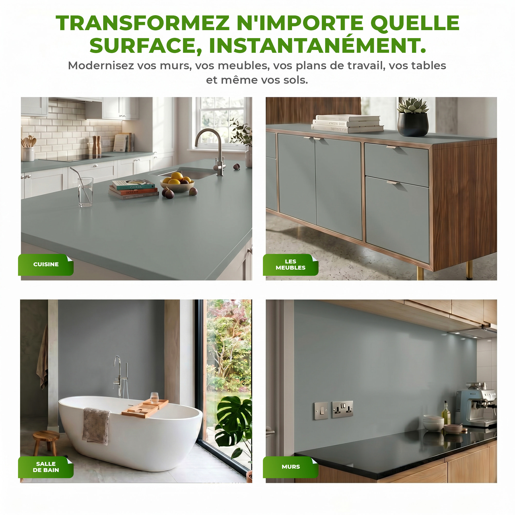 Rouleau adhésif décoratif Vinyle au Mètre - Gris tourterelle - Sticker Lavable Imperméable Mur Cuisine Meubles