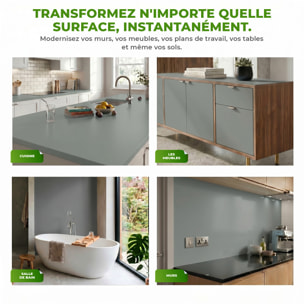 Rouleau adhésif décoratif Vinyle au Mètre - Gris tourterelle - Sticker Lavable Imperméable Mur Cuisine Meubles