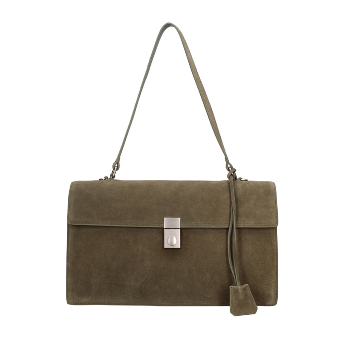 Borsa a spalla da donna Made in Italy - Lavinia Chic - Pelle Scamosciata - 34.5 x 21.0 x 10.0 cm