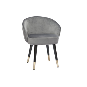 Chaises design en tissu velours gris, bois noir et métal doré (lot de 2) BRIZO