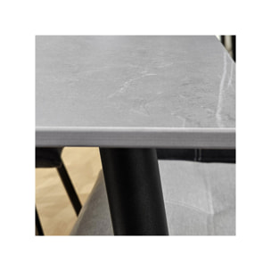 Table haute 140 x 70 cm en céramique marbrée avec pieds en métal - TREIVE