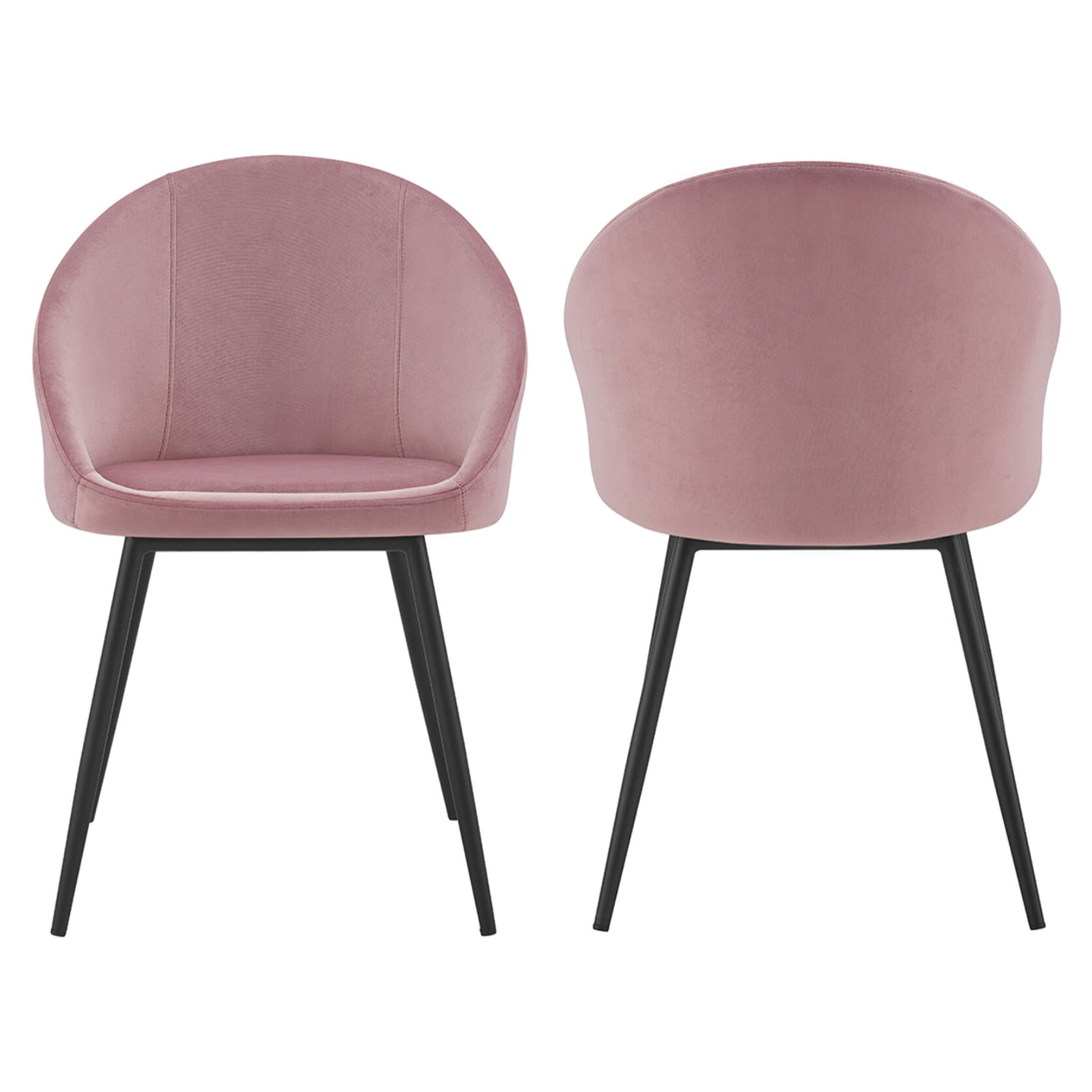 Lot de 2 chaises vintage DIANE velours rose