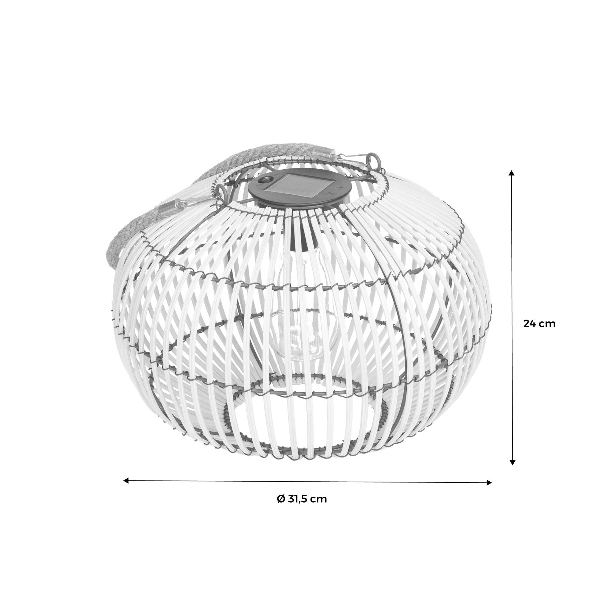 Lampe extérieur solaire LED à suspendre ou à poser Lilou rotin naturel Ø 31.5cm