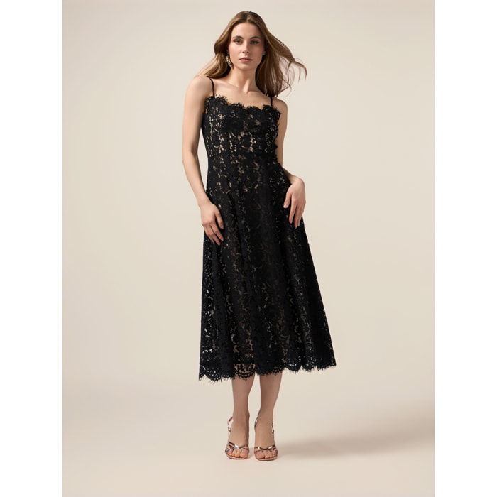 Oltre - Vestido midi de encaje - Negro
