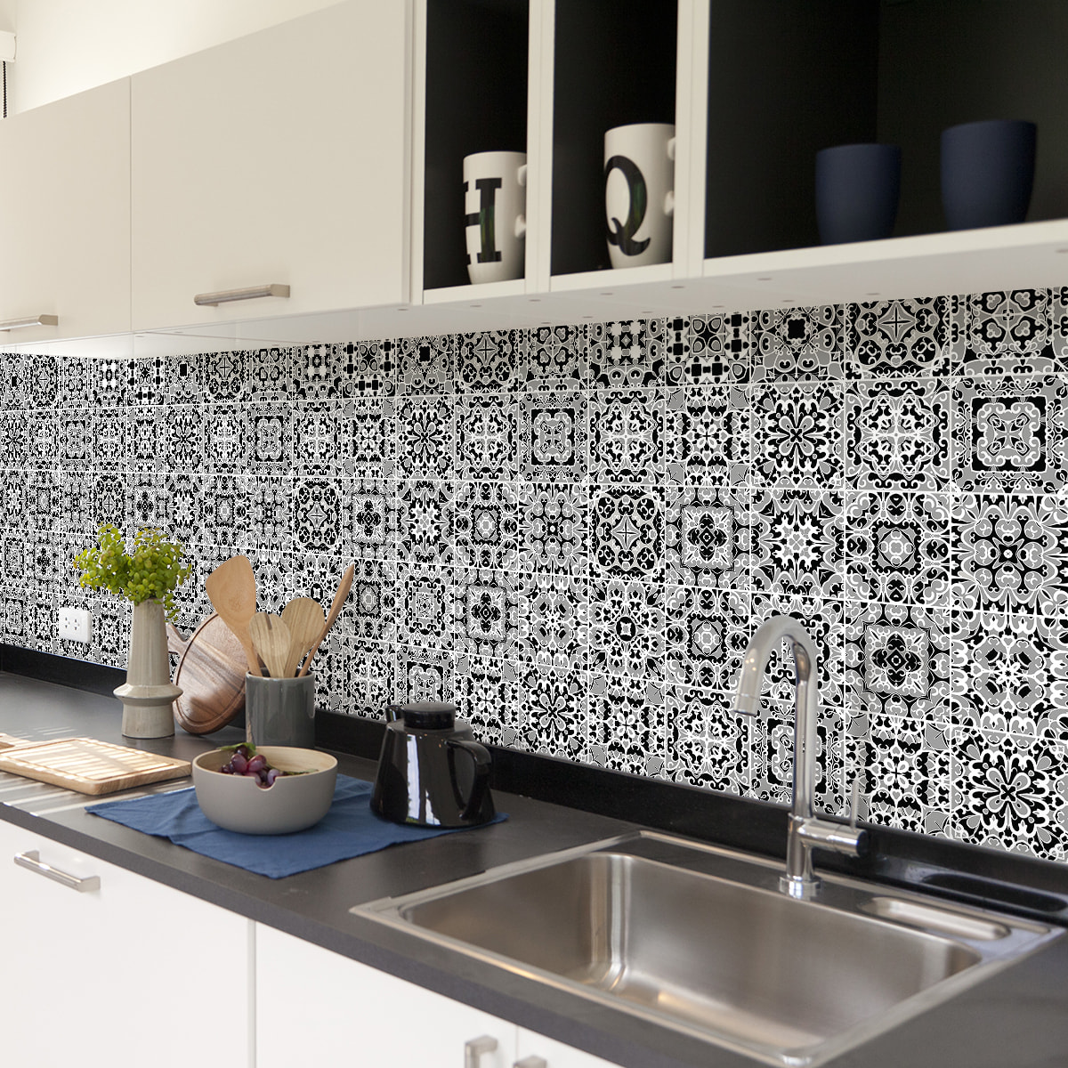 Stickers muraux - Sticker Mural Carrelage adhésif Cuisine Salle de Bain - 30 STICKERS CARRELAGES AZULEJOS WILIANA
