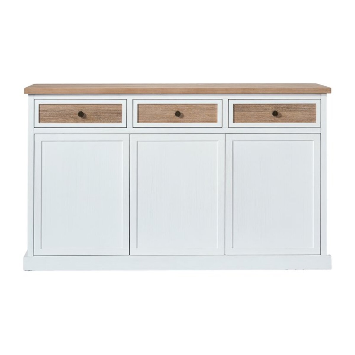 Buffet Louis -plaque en bois d'acacia et bois massif de mindi-couleur antique 160 x 95 x 45 cm