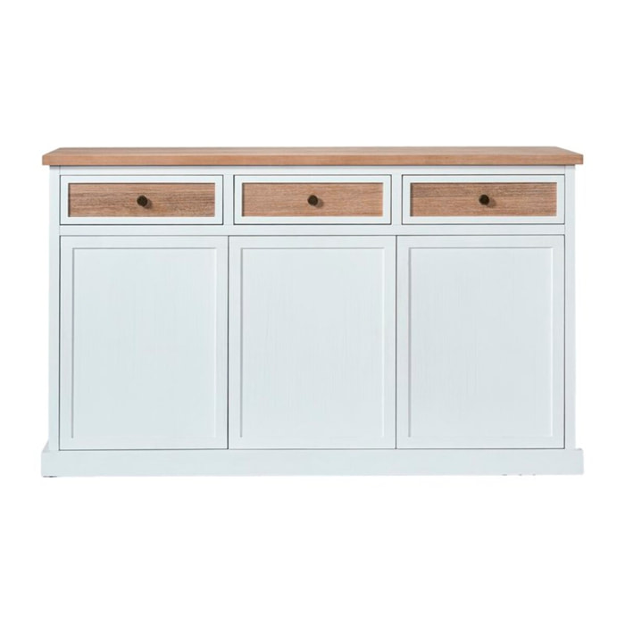 Buffet Louis -plaque en bois d'acacia et bois massif de mindi-couleur antique 160 x 95 x 45 cm