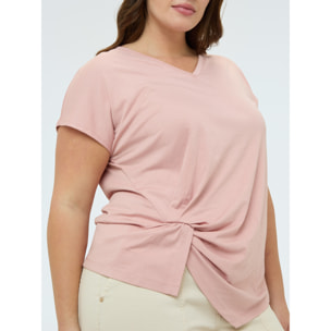 Fiorella Rubino - T-shirt con drappeggio e punti luce - Rosa cipria