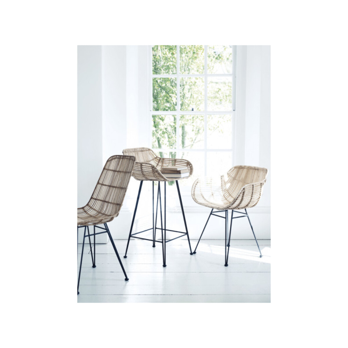 Chaise en rotin en coussin avec piètement en métal - RATTAN