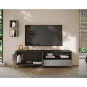 Jules - meuble tv - 2 portes et 1 tiroir - 206 cm - Gris