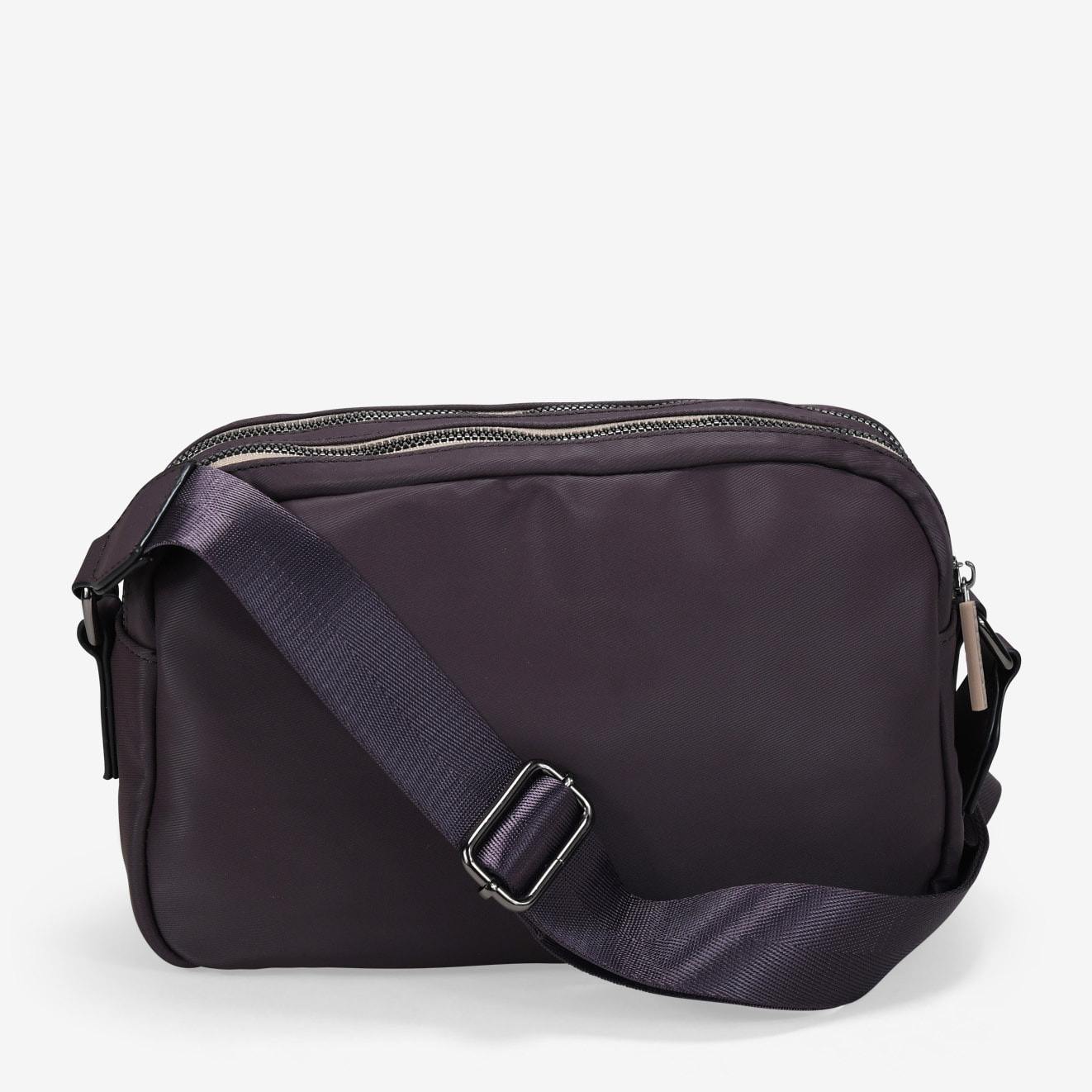 Bolso bandolera burdeos con doble cremallera