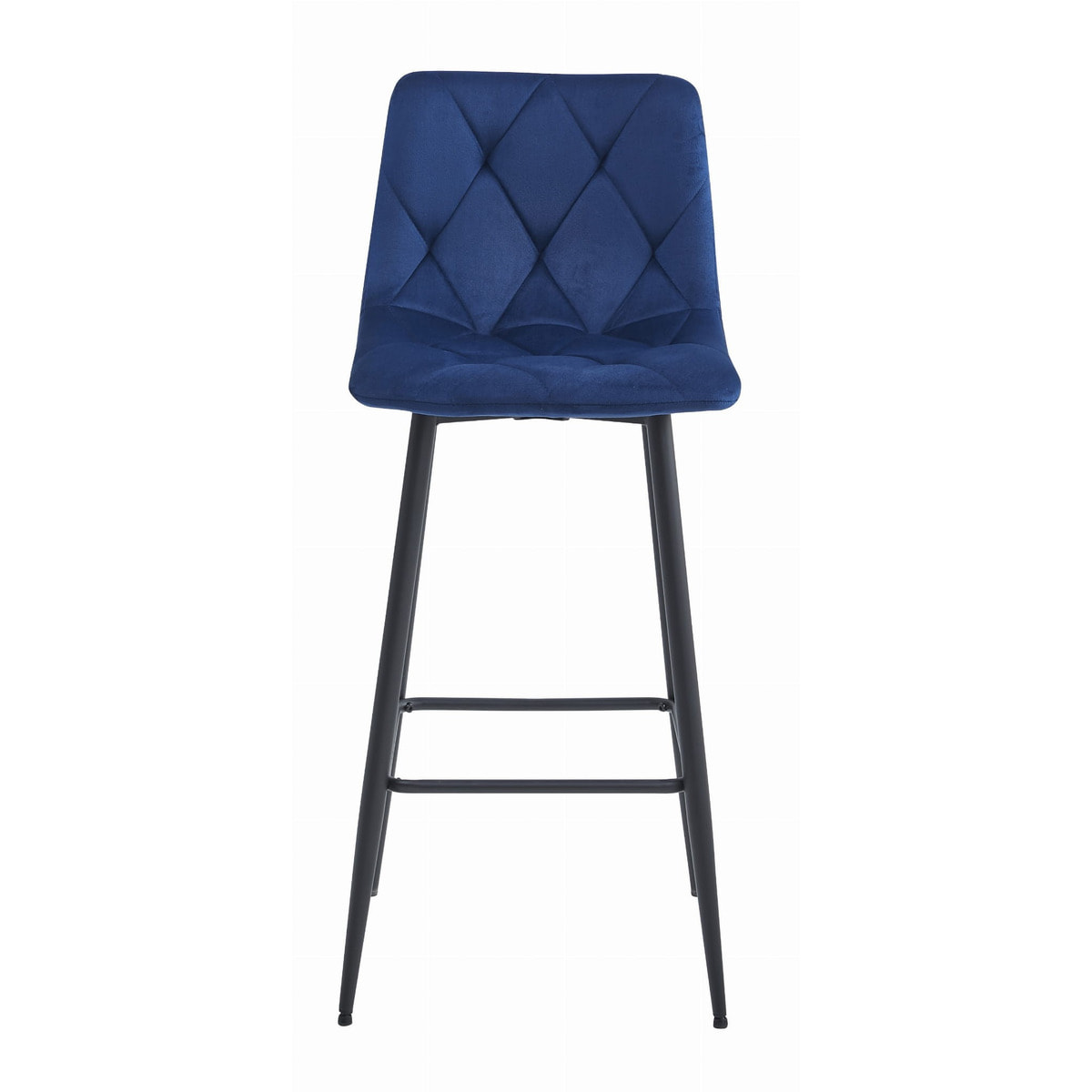 Set di 4 Sgabelli Bar Nado in Velluto Blu con Gambe Nere