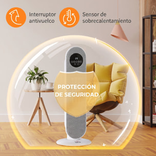 Calefactor Eléctrico Cerámico PTC, 2000W, con Control Remoto, 15–40 °C, Oscilación de 45°, Temporizador 12H, Protección contra Vuelcos y Sobrecalentamiento para 15-20 ㎡, Blanco