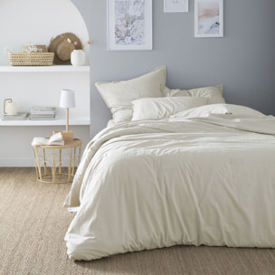 Drap housse uni en coton lavé, Made in France, SOFT LINE , Beige