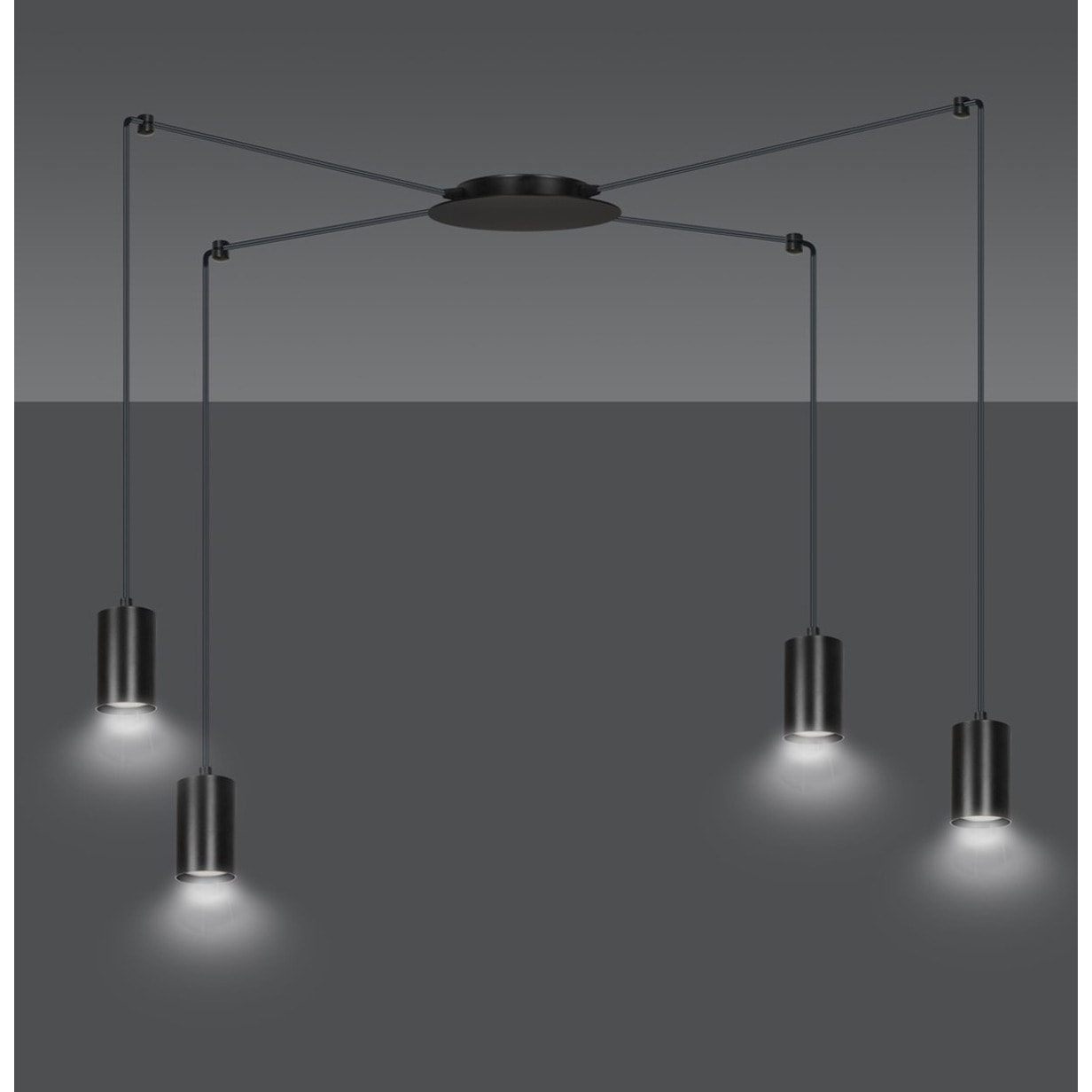 Lampada a sospensione TRAKER con struttura in acciaio nero