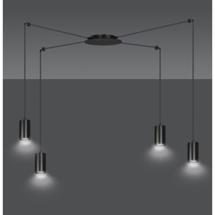 Lampada a sospensione TRAKER con struttura in acciaio nero