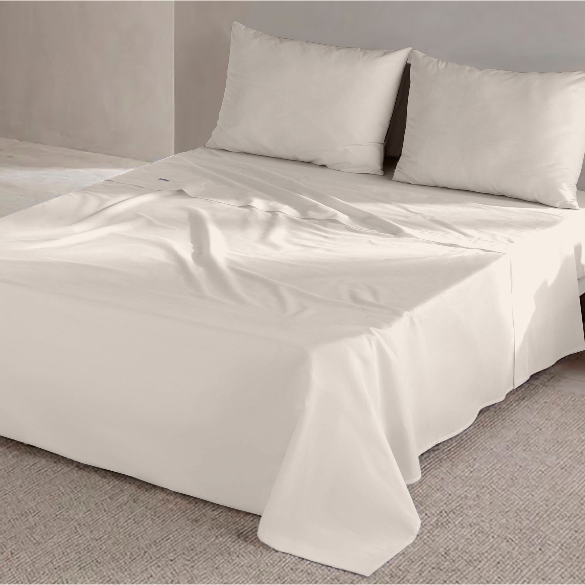 Juego de Sábanas Lisas - 100% Microfibra - Incluye 1 o 2 Fundas de Almohada + 1 Sábana Bajera - Piedra