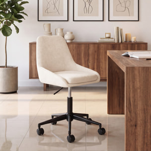 Fauteuil de bureau à roulettes Olivia velours crème