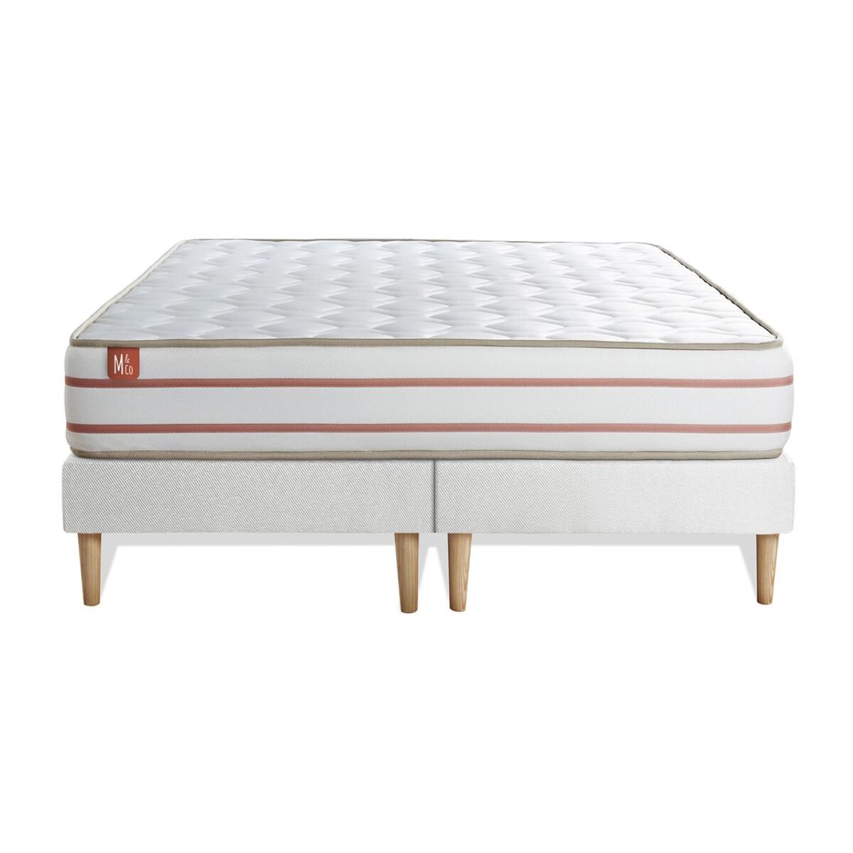 Ensemble - Matelas Mémoire de forme 24cm d'épaisseur - 3 zones de confort - Confort très ferme - Sommier tapissier monobloc - 2 places