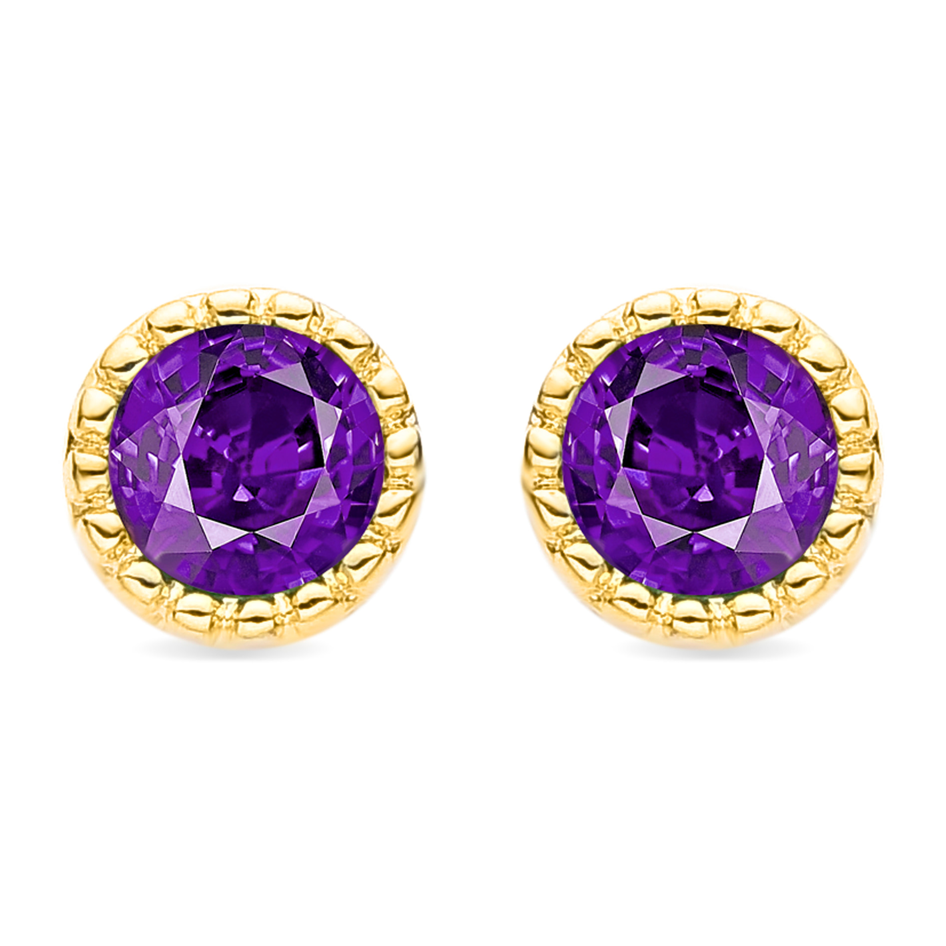 Pendientes de Circonita Amatista acabados en oro amarillo de 18K