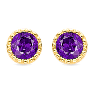 Pendientes de Circonita Amatista acabados en oro amarillo de 18K