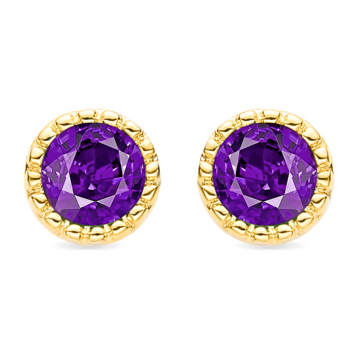 Pendientes de Circonita Amatista acabados en oro amarillo de 18K