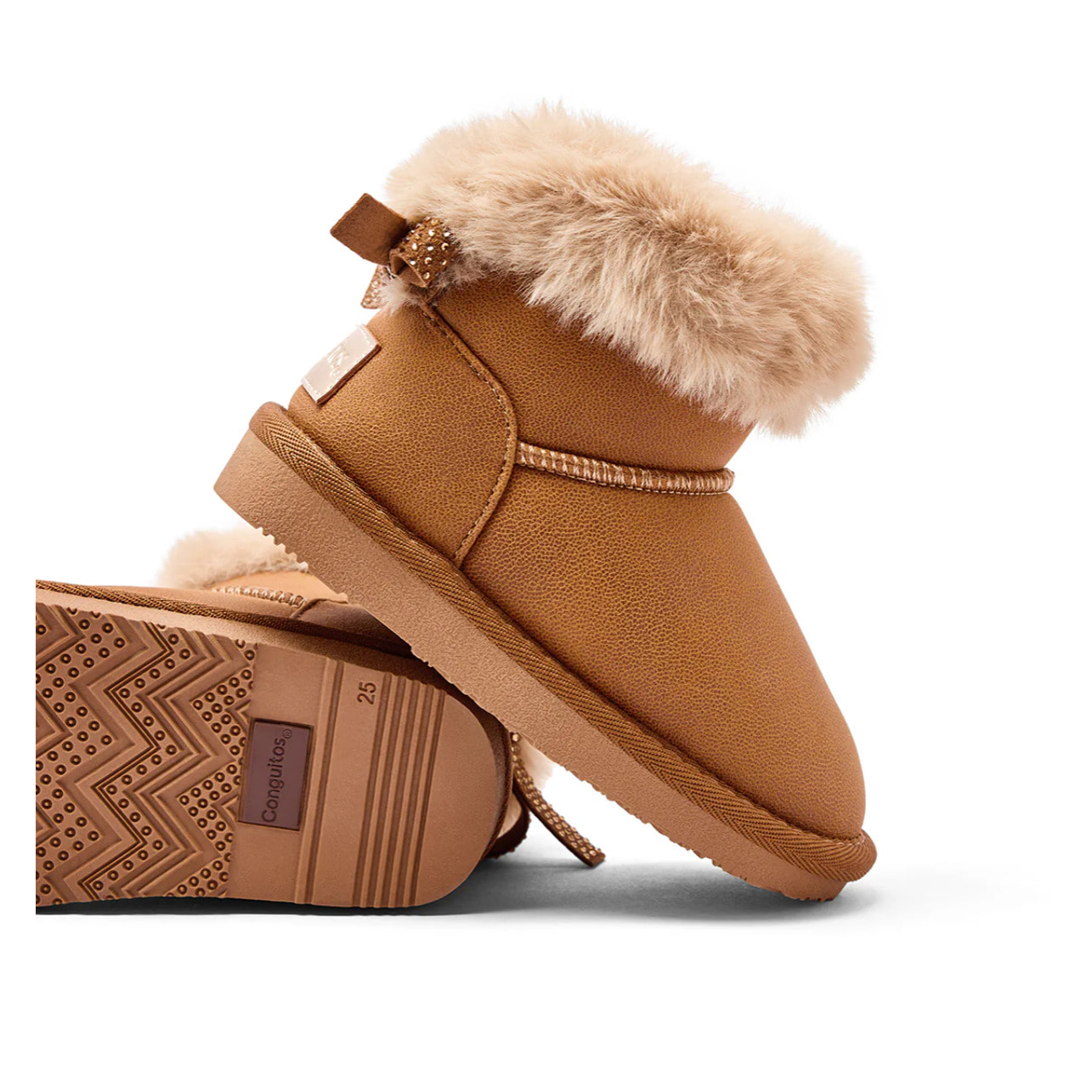 Stivali da ragazza in stile australiano con cintura di pelliccia