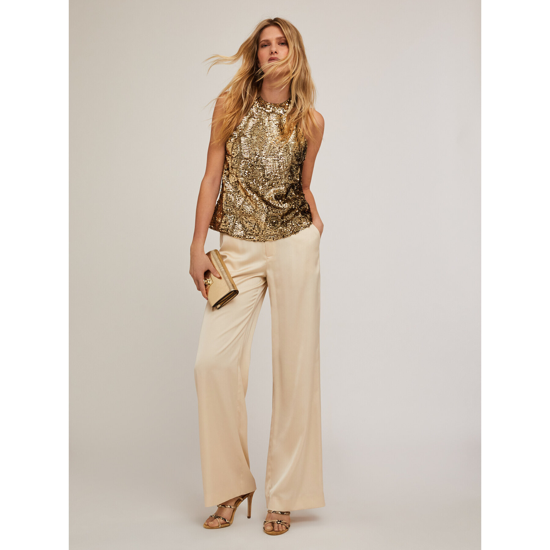 Motivi - Top halter con lentejuelas - Oro