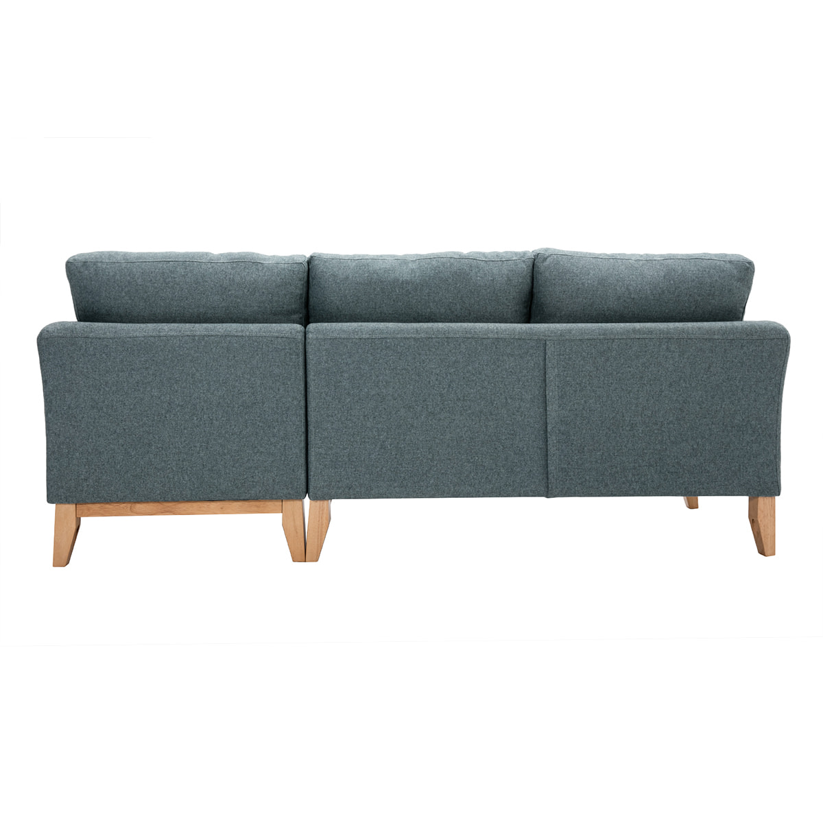 Canapé d'angle droit déhoussable scandinave 4 places en tissu vert de gris et bois clair OSLO