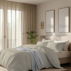Parure copripiumino tinta unita beige in raso 100% cotone