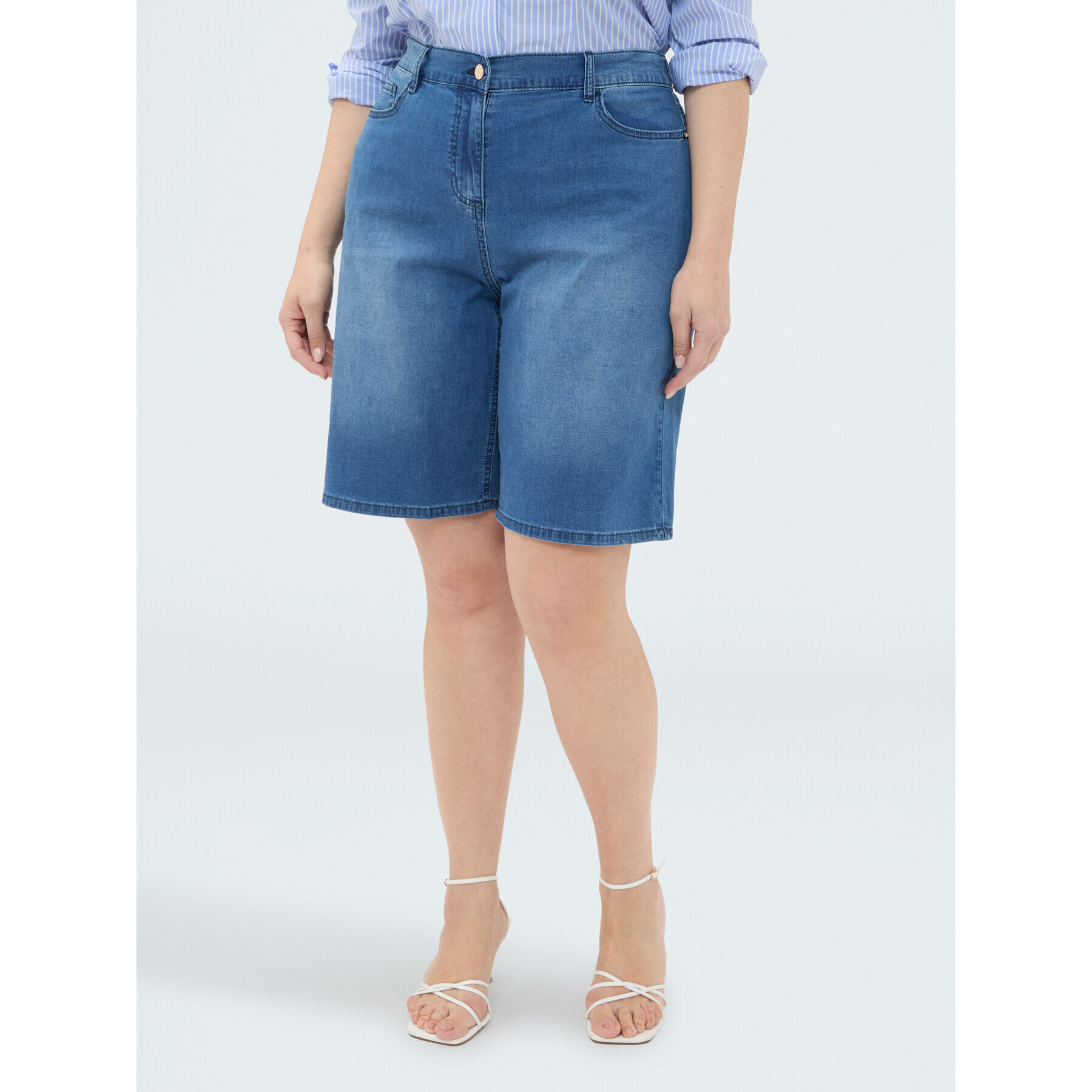 Fiorella Rubino - Bermudas vaqueras efecto lavado - Azul