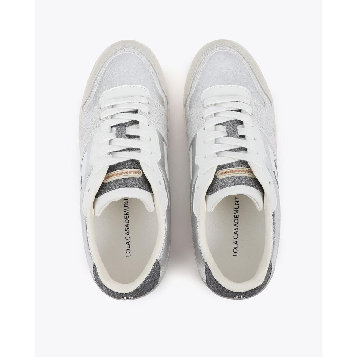 Scarpa sportiva con zeppa interna in tessuti abbinati e dettagli in pelle