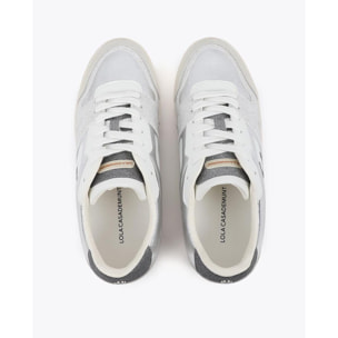 Scarpa sportiva con zeppa interna in tessuti abbinati e dettagli in pelle