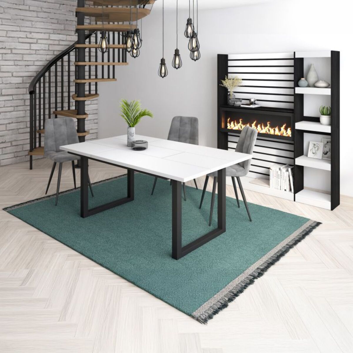 Mesa de comedor Altea 170 Blanco Negro