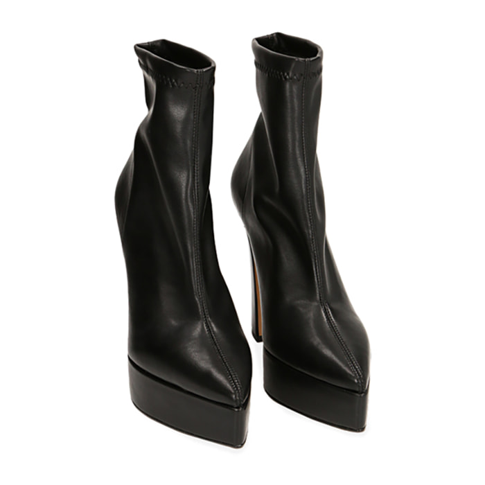 Botines negros con plataforma, tacón de 12,5 cm