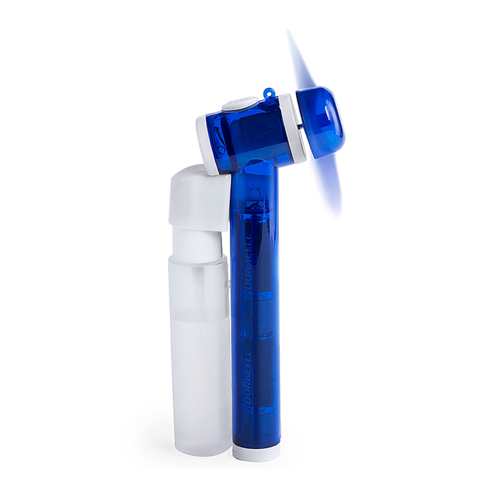 Ventilador vaporizador portátil con depósito de 35 ml y pulverización manual de agua.