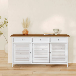 Buffet en bois recyclé blanc effet vieilli - Casa