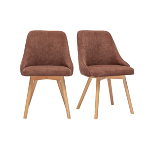 Chaises scandinaves en tissu chenille terre brûlée et bois clair (lot de 2) HASTA