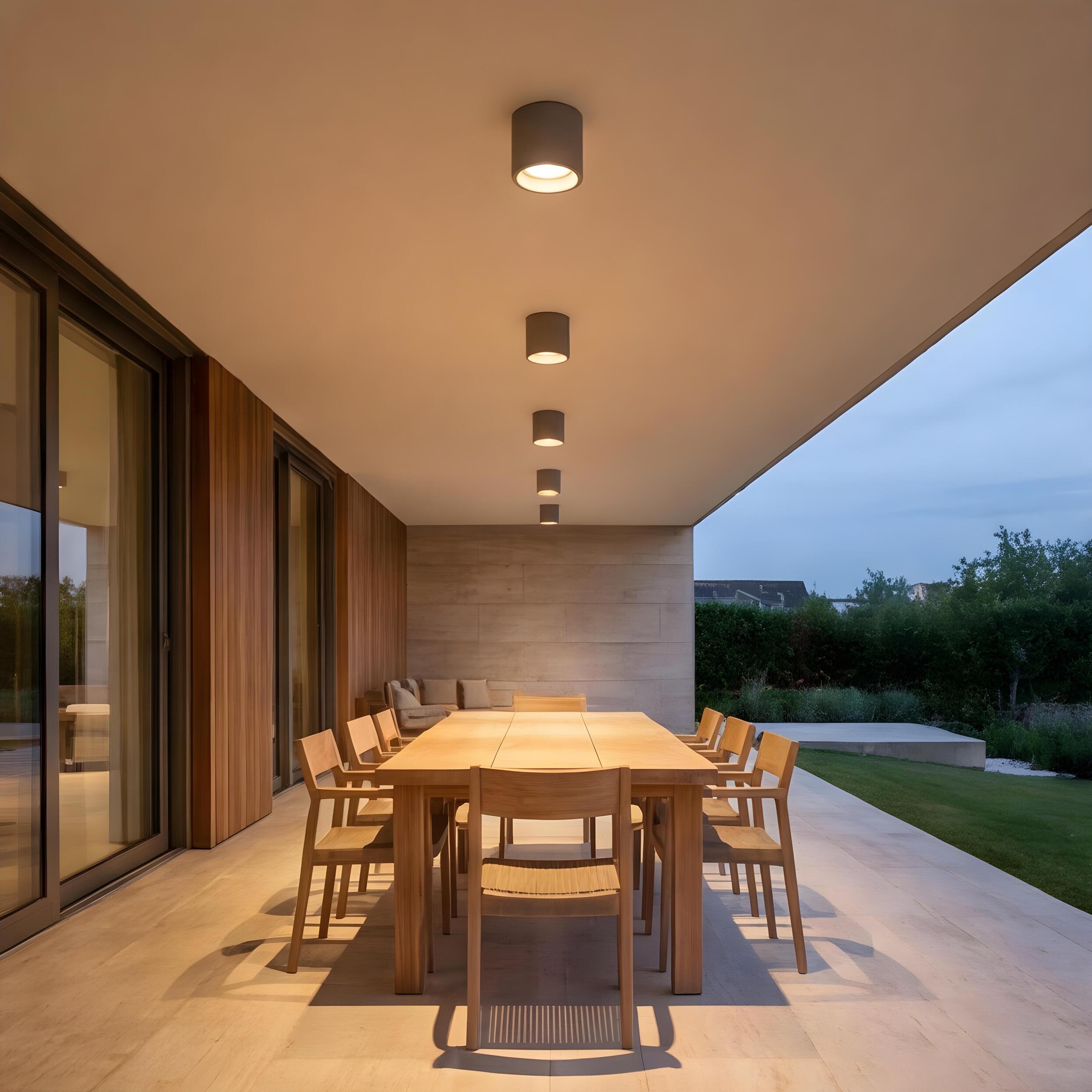 LEDS C4 Plafón IP66 Cosmos LED ø126mm LED 17.6 Blanco cálido - 3000K ON-OFF Gris 1118lm