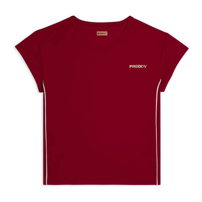 T-shirt tecnica con maniche ad aletta e profili a contrasto