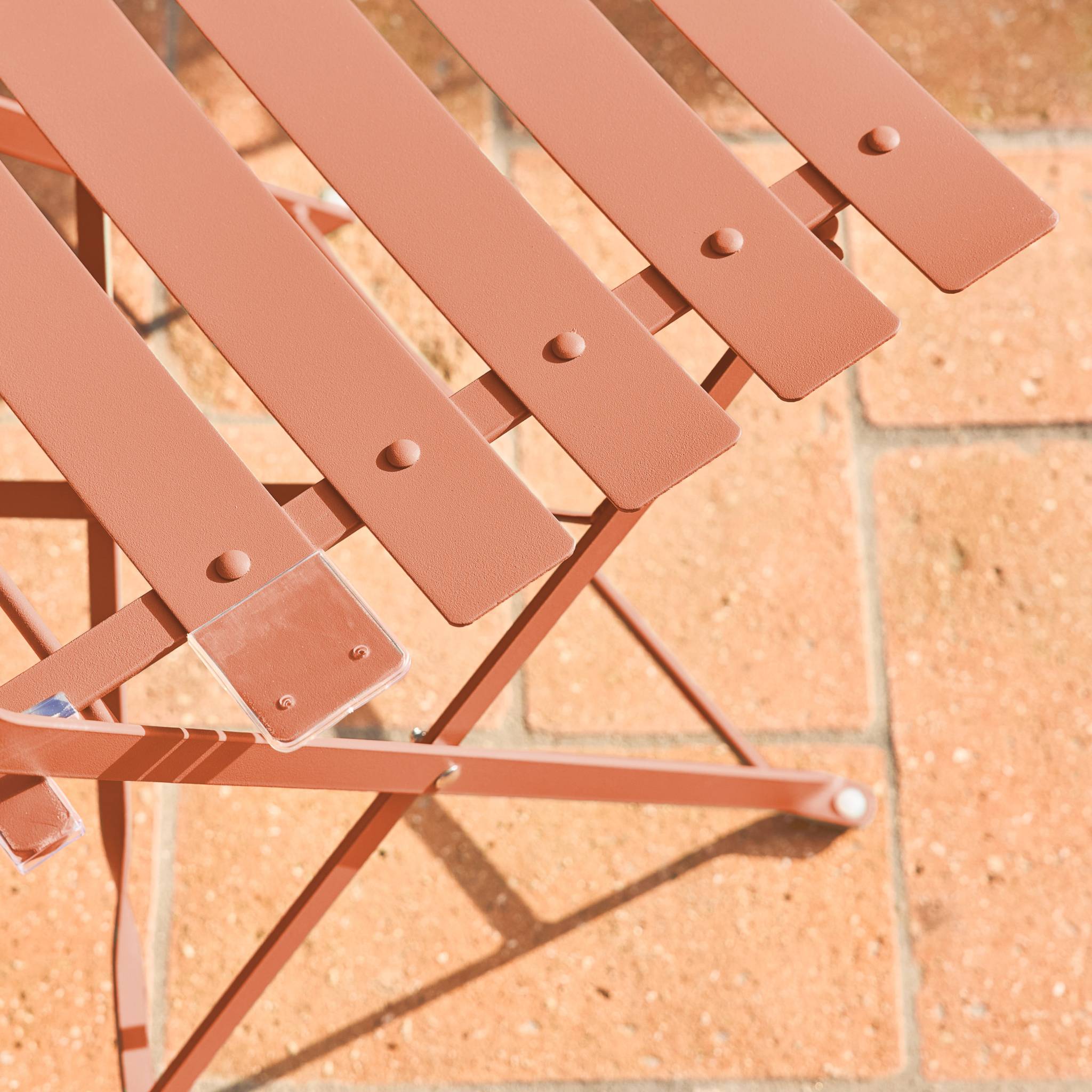 Table de jardin bistrot pliante métal + 2 assises EMILIA