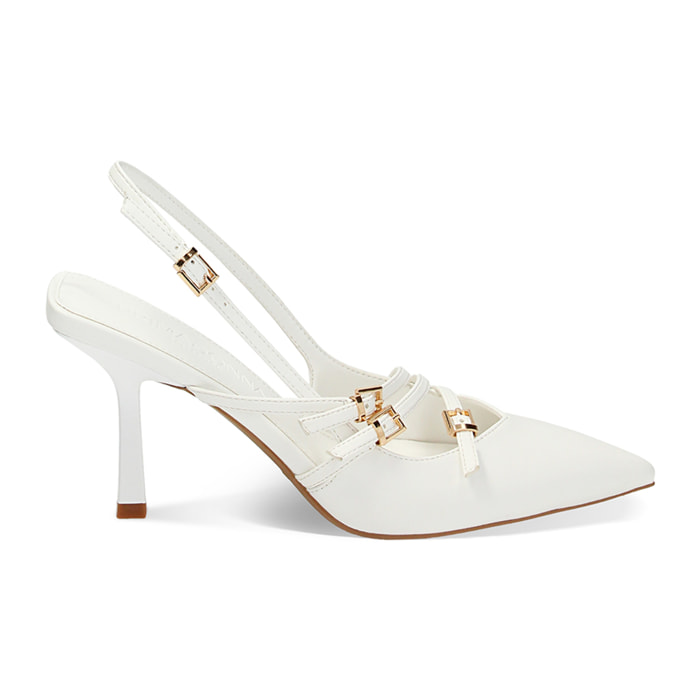 Zapatos de tacón destalonados blancos