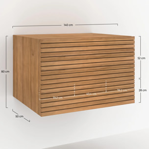 Meuble de salle de bain suspendu en bois de teck 60 cm - Raye