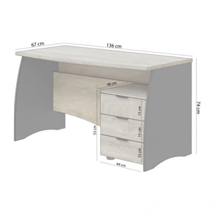 Mesa de escritorio Elan 3 cajones Roble Alaska - Gris Antracita